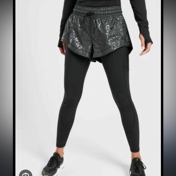 Athleta Rainier 2 in 1 Black Layered Tights - Picture 1 of 8